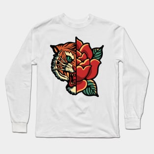 tiger rose tattoo Long Sleeve T-Shirt